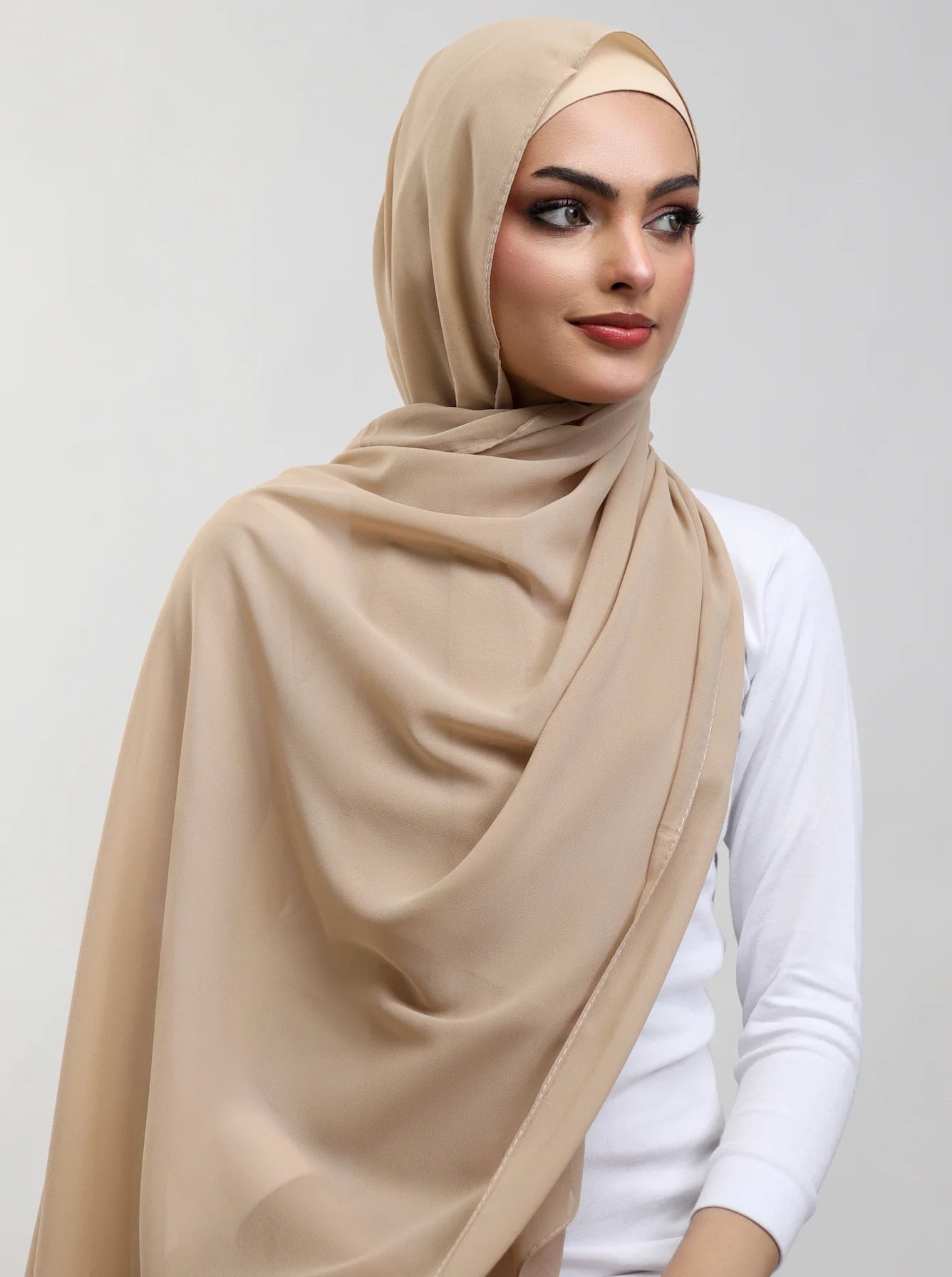 Matching Georgette Hijab & Bamboo Cap Set